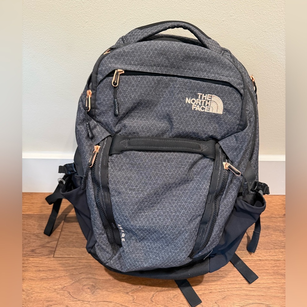The North Face Gray Backpack w/ Rose Gold Accents